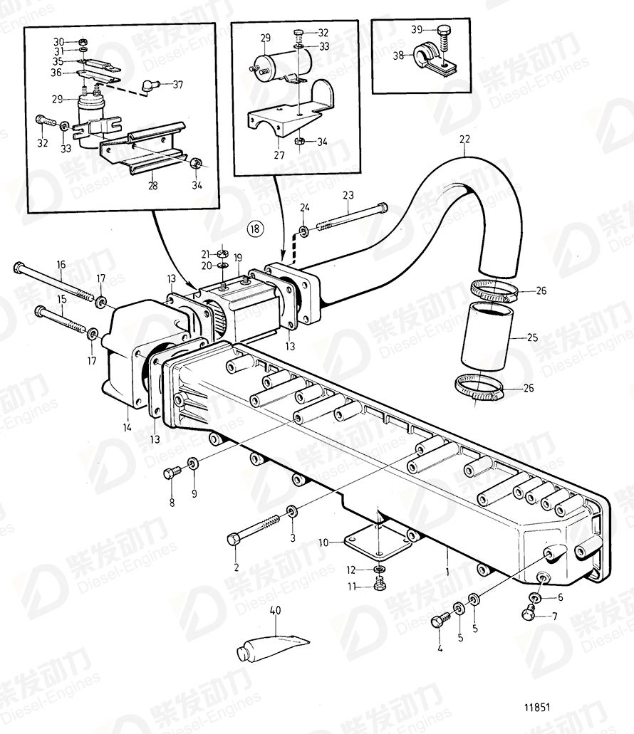 volvo penta Attaching plate 849600 Drawing